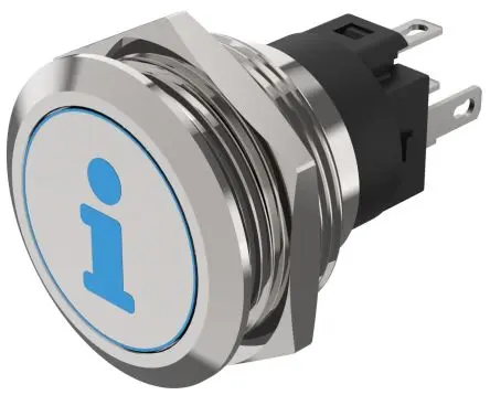 Produktfoto 1 von EAO 82 Druckschalter Blau Beleuchtet Tastend Panel Ø 31 x 31 mm, 1-poliger Umschalter / 3A 240 V dc 240 V ac, IP65, IP67