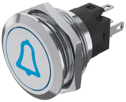 Produktfoto 1 von EAO 82 Druckschalter Blau Beleuchtet Tastend Panel Ø 31 x 31 mm, 1-poliger Umschalter / 3A 240 V dc 240 V ac, IP65, IP67