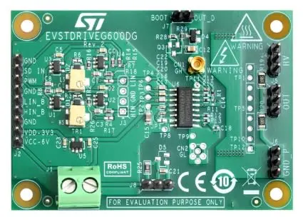 Produktfoto 1 von STMicroelectronics STDRIVEG600 Entwicklungsboard, Demoboard für STDRIVEG600 Halbbrücken-Treiber, für STDRIVEG600