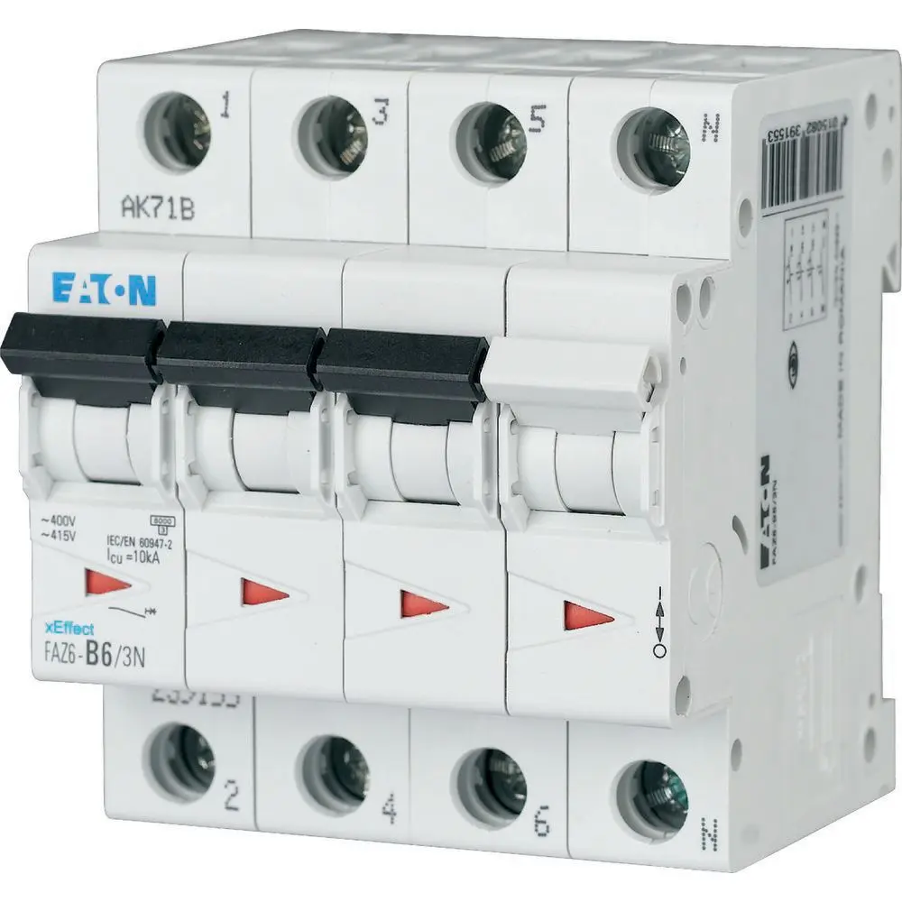 Produktfoto 1 von Eaton xEffect Miniaturüberlastschalter Typ B, Pol 3-polig 10 A 230 V ac, Abschaltvermögen 6 kA xEffect