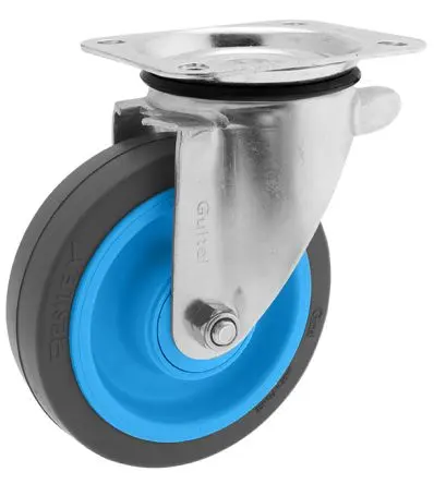 Produktfoto 1 von Guitel Hervieu Drehlager Lenkrolle, Rad ø 160mm, 350kg, Ges H. 196mm, Rad B. 41mm, 135 x 110mm, Platte, RESILEX®