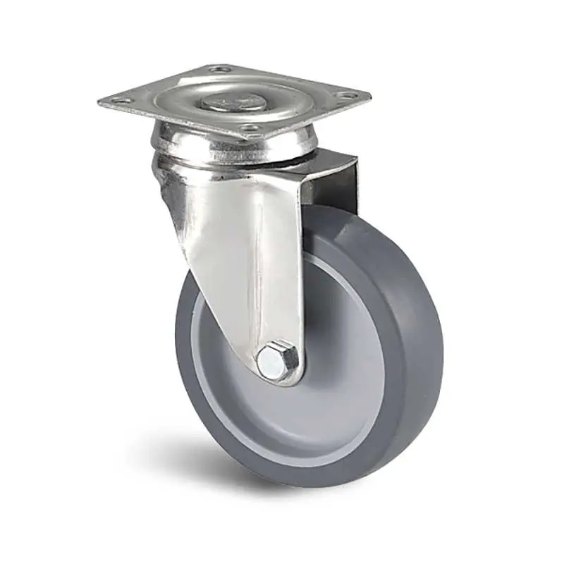 Produktfoto 1 von Guitel Hervieu Drehlager Lenkrolle, Rad ø 75mm, 60kg, Ges H. 106mm, Rad B. 24mm, 60 x 60mm, Platte, Gummi-Material