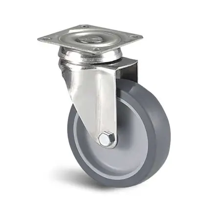 Produktfoto 1 von Guitel Hervieu Drehbar Rolle, Rad ø 75 mm, 60 kg, Ges H. 106 mm, Rad B. 24 mm, Gummi