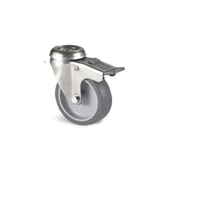 Produktfoto 1 von Guitel Hervieu Gebremst, schwenkbar Lenkrolle, Rad ø 63mm, 60kg, Ges H. 90mm, Rad B. 22mm, Einfachbolzen,