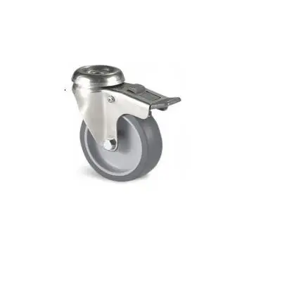 Produktfoto 1 von Guitel Hervieu Gebremst, schwenkbar Rolle, Rad ø 63 mm, 60 kg, Ges H. 90 mm, Rad B. 22 mm, Gummi