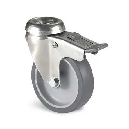 Produktfoto 1 von Guitel Hervieu Gebremst, schwenkbar Rolle, Rad ø 75 mm, 60 kg, Ges H. 99 mm, Rad B. 24 mm, Gummi