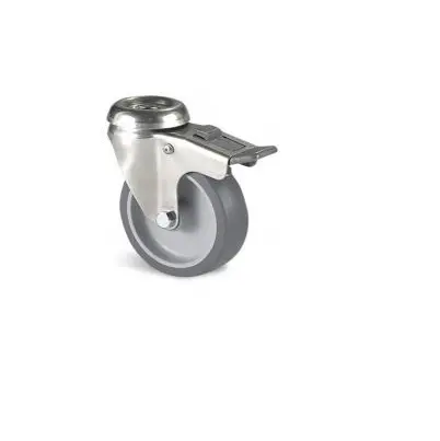 Produktfoto 1 von Guitel Hervieu Gebremst, schwenkbar Lenkrolle, Rad ø 100mm, 80kg, Ges H. 131mm, Rad B. 27mm, Einfachbolzen,