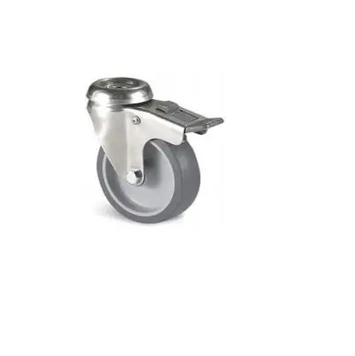 Produktfoto 1 von Guitel Hervieu Gebremst, schwenkbar Rolle, Rad ø 100 mm, 80 kg, Ges H. 131 mm, Rad B. 27 mm, Gummi