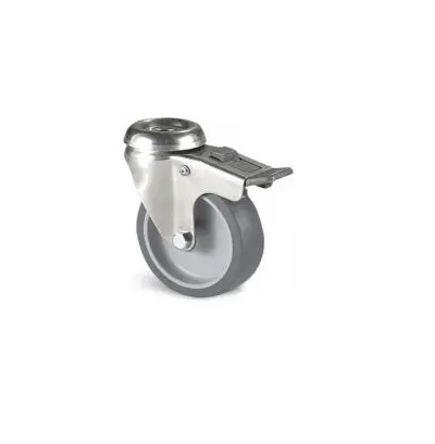 Produktfoto 1 von Guitel Hervieu Gebremst, schwenkbar Lenkrolle, Rad ø 125mm, 80kg, Ges H. 156mm, Rad B. 27mm, Einfachbolzen,