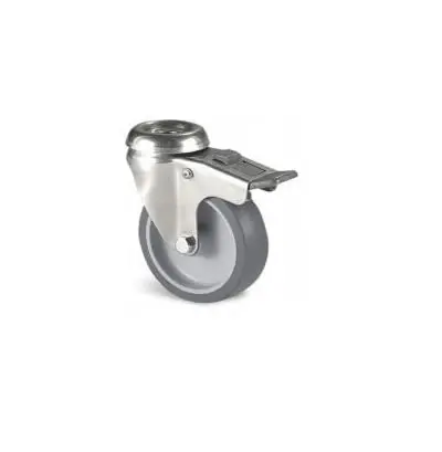 Produktfoto 1 von Guitel Hervieu Gebremst, schwenkbar Rolle, Rad ø 125 mm, 80 kg, Ges H. 156 mm, Rad B. 27 mm, Gummi