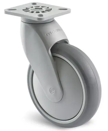 Produktfoto 1 von Guitel Hervieu Drehbar Rolle, Rad ø 125 mm, 100 kg, Ges H. 168 mm, Rad B. 32 mm, Gummi