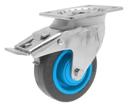 Guitel Hervieu Gebremst, schwenkbar Rolle, Rad ø 100 mm, 200 kg, Ges H. 132 mm, Rad B. 31 mm, Elastisch