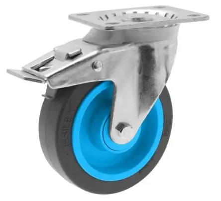 Produktfoto 1 von Guitel Hervieu Gebremst, schwenkbar Rolle, Rad ø 125 mm, 250 kg, Ges H. 157 mm, Rad B. 35 mm, Elastisch
