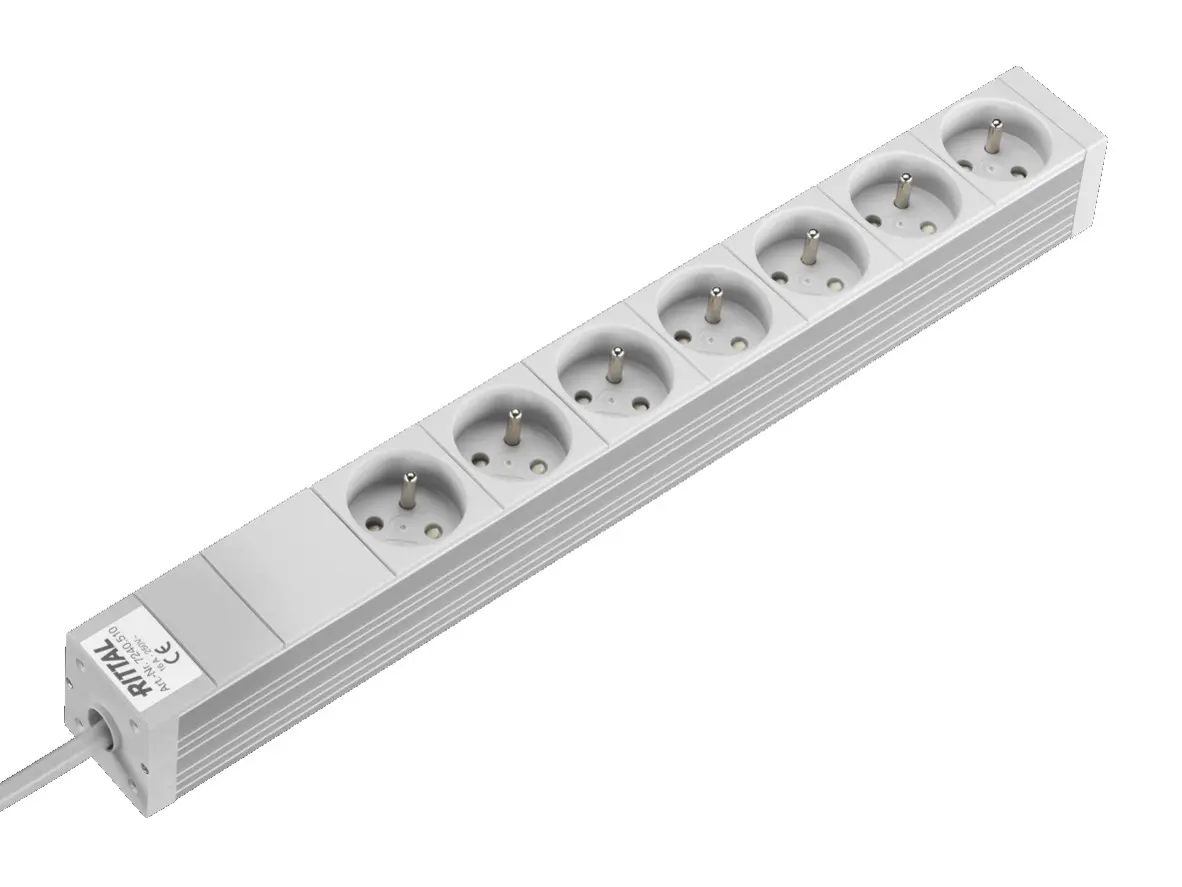 Produktfoto 1 von Rittal DK CEE 7/5, Typ F Steckdoseneinheit, 7-fach 16A Typ F, CEE 7/5, 2m Kabel, 250 V