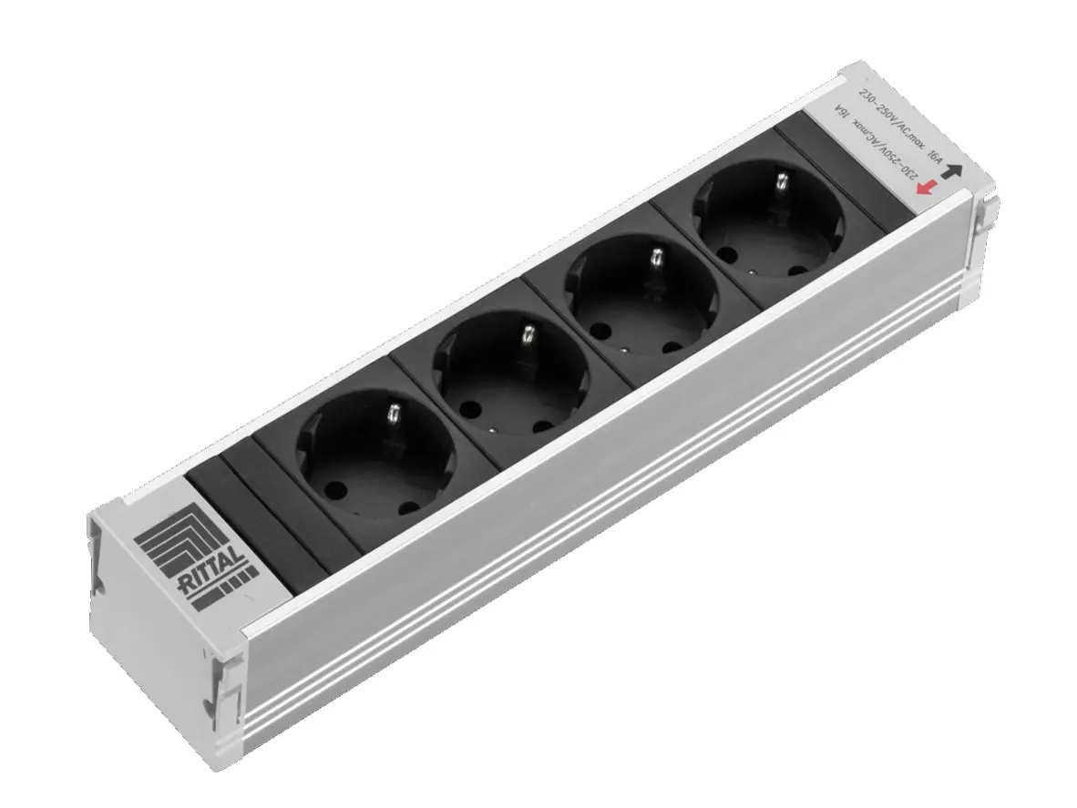 Produktfoto 1 von Rittal DK 7856.100 Typ F Steckdoseneinheit, 4-fach CEE 7/3