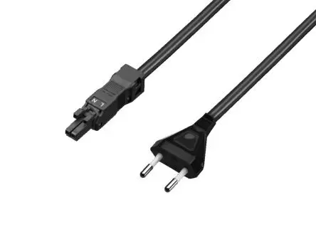 Produktfoto 1 von Rittal Netzkabel, A Euro-Stecker EN 50075, B CEE 7/16, 2 m Schwarz