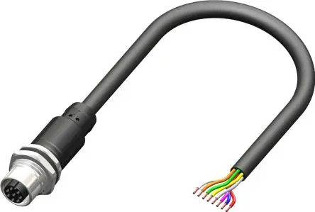 Produktfoto 1 von RS PRO CPF12, 8-polig Sensor-Betätigungselementkabel, Gerade Buchse / Freies Ende Nicht abgeschlossen, Länge 2 m