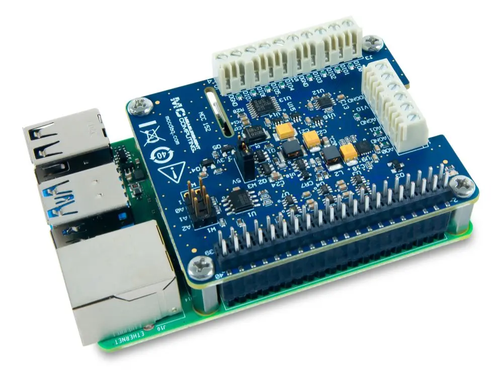 Produktfoto 1 von Digilent MCC 152: Spannungsausgang und DIO DAQ HAT für Raspberry Pi Datenlogger
