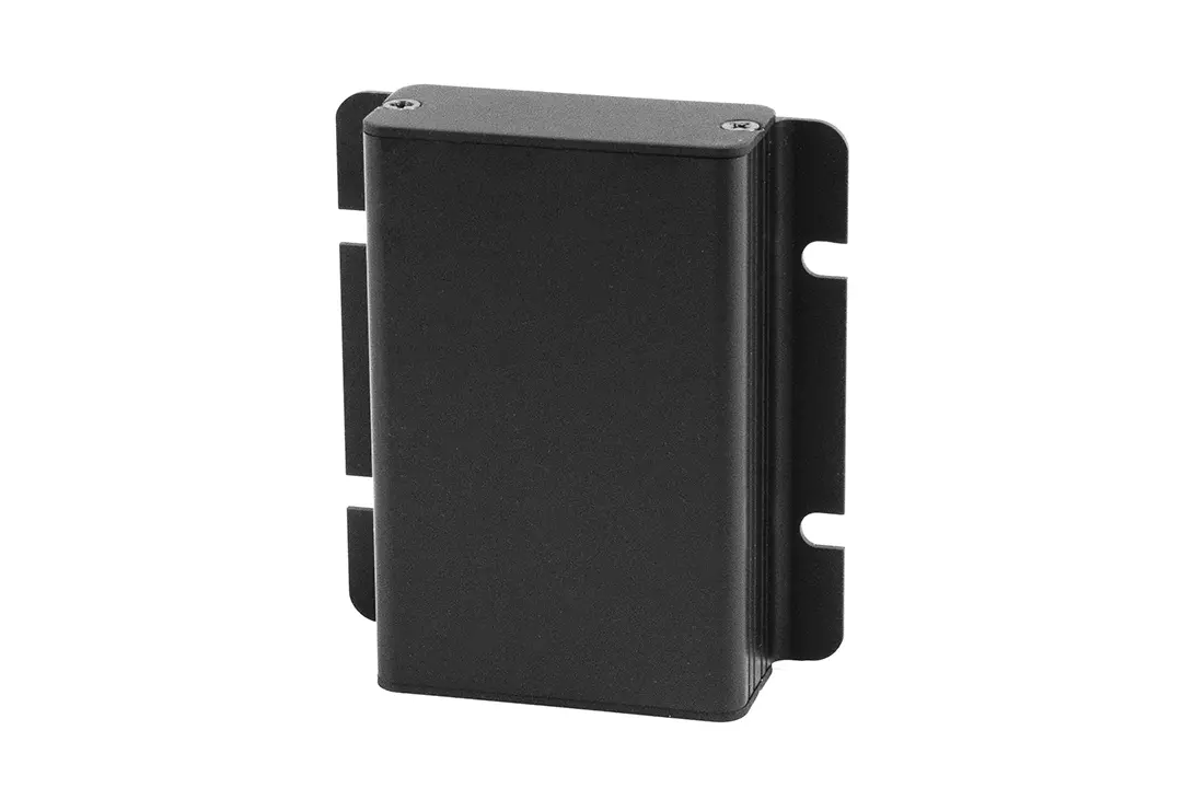 Produktfoto 1 von Hammond 1455F; Gehäuse; Aluminium; Schwarz, Hell eloxiert Geflanscht IP54 Breite 54 mm Höhe 23 mm Länge 121 mm