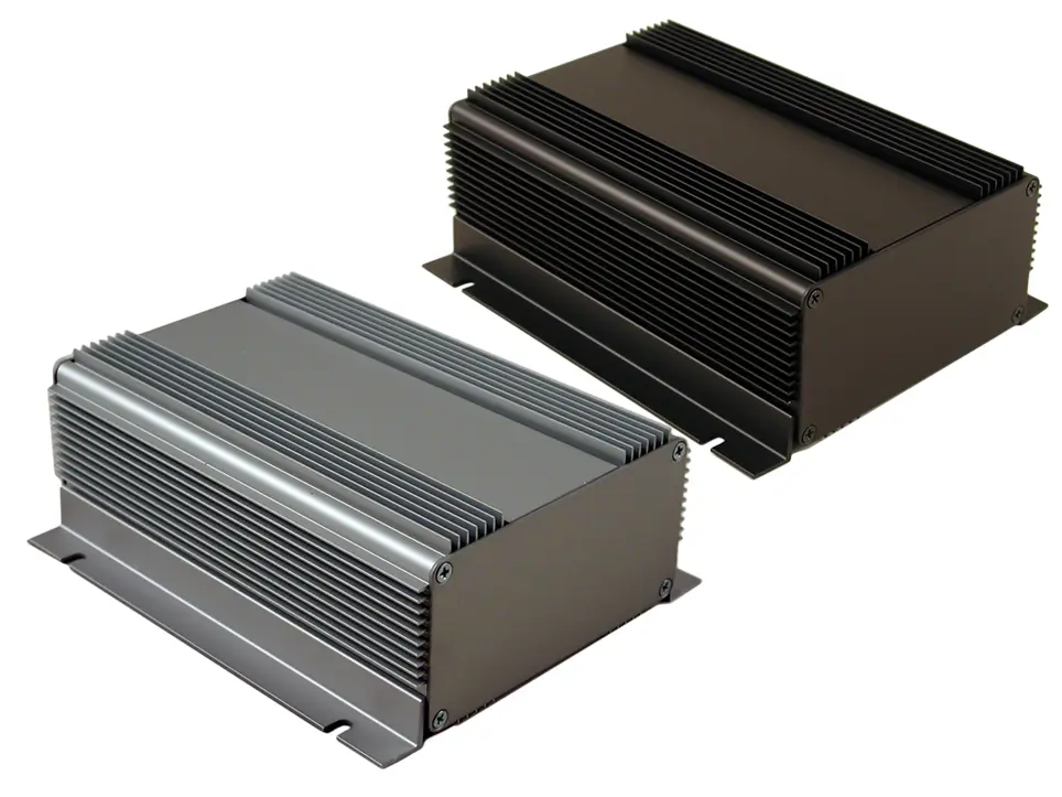 Produktfoto 1 von Hammond 1455-HD; Gehäuse; Aluminium-Strangpressprofil; Klar, Schwarz Geflanscht Breite 111.00 mm Höhe 60.76 mm Länge