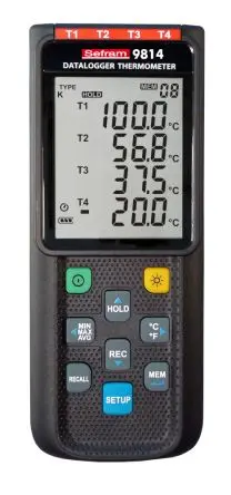 Produktfoto 1 von Sefram Digital Thermometer, SEFRAM9814, Tisch, 4-Kanal bis +1372°C, Messelement Typ E, J, K, T