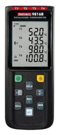 Produktfoto 1 von Sefram Digitales Thermometer, SEFRAM9816B, Tisch, 4 bis 1767 °C 0.1% of reading+0.7C % max, Messelement Typ Typ E, K,
