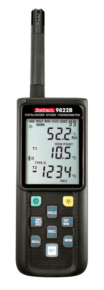 Produktfoto 1 von Sefram Digitales Thermometer, SEFRAM9822, Tisch, 3 bis 60 °C, Messelement Typ Typ N, Typ R, Typ S, Typ T, Typ J, K