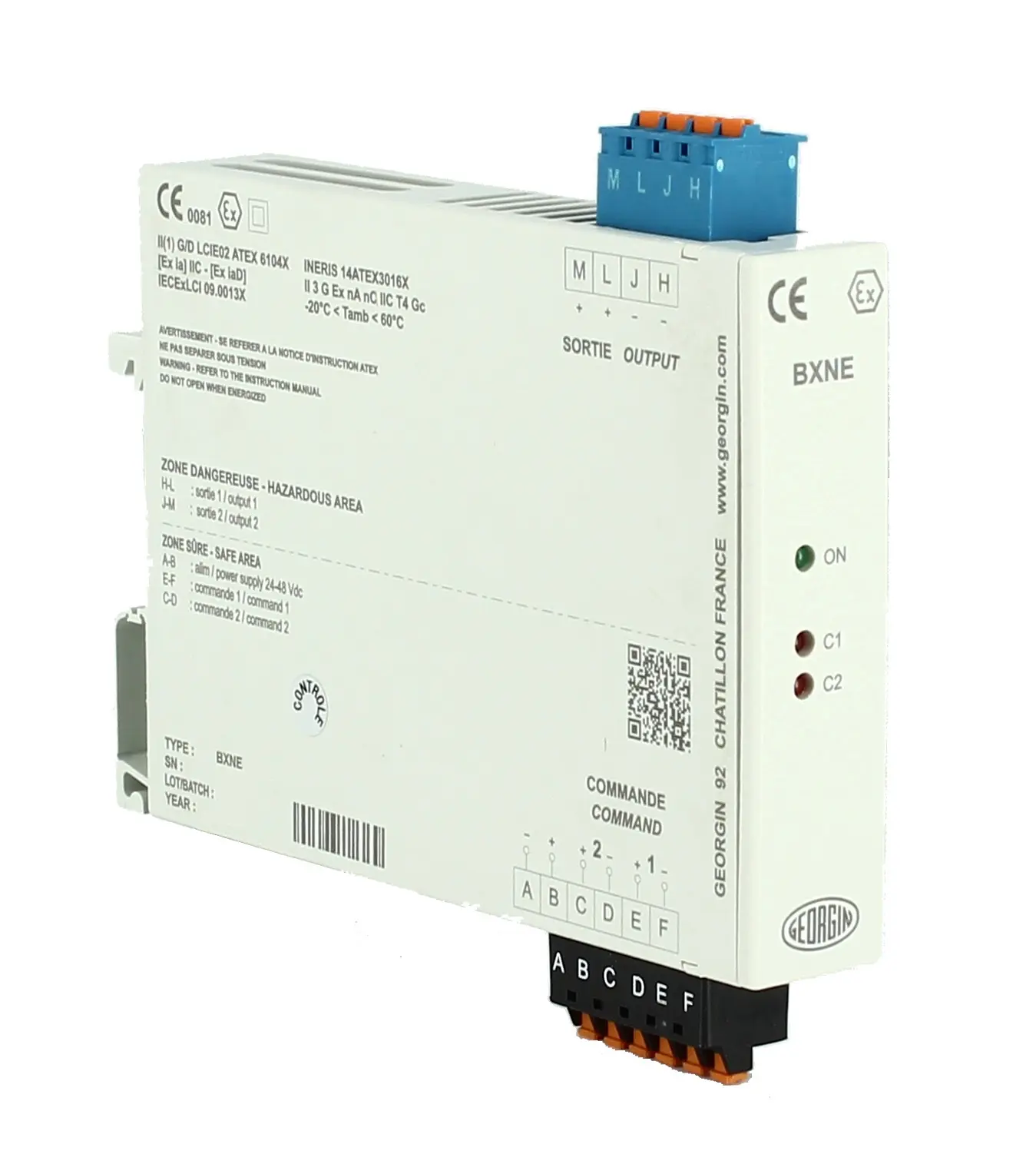 Produktfoto 1 von GEORGIN Eigensicheres Netzteil 110/230 V ac ±10% (48 to 62 Hz), 21.6/53 V dc IECEx/ATEX