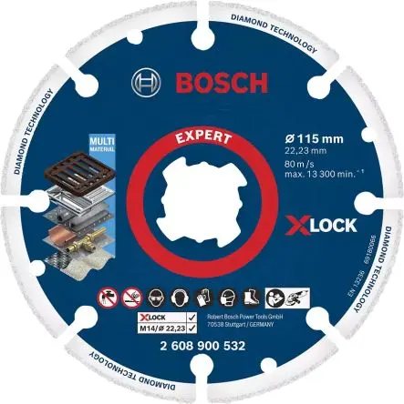 Produktfoto 1 von Bosch X Lock Diamant Ø 115 mm / Stärke 3 mm, Korngröße 1 Sehr Fein 1 pro Paket
