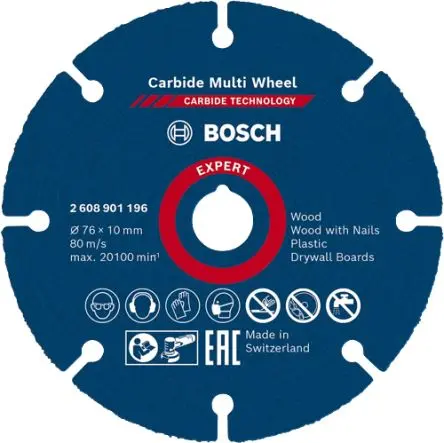 Produktfoto 1 von Bosch EXPERT Siliziumkarbid Ø 76 mm / Stärke 1 mm, Korngröße 1 Sehr Fein 1 pro Paket