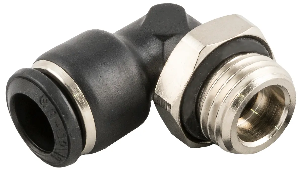 Produktfoto 1 von RS PRO Pneumatik Winkel-Gewindeadapter Messing vernickelt Stecker, BSP, Steckeradapter, 20mm