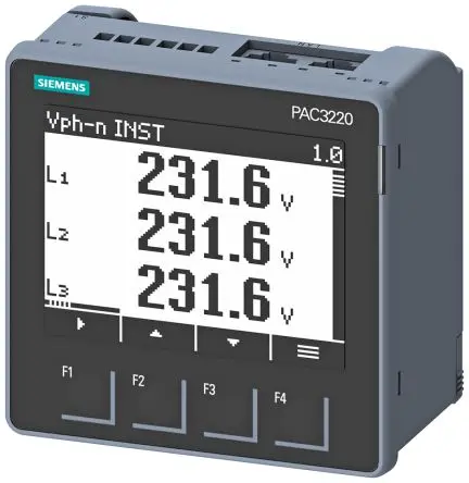 Produktfoto 1 von Siemens SENTRON PAC3220 Leistungsüberwachungsgerät LCD 96 mm x 96 mm, 5-stellig 2 Ausg. 2 Eing. Impulsausgang