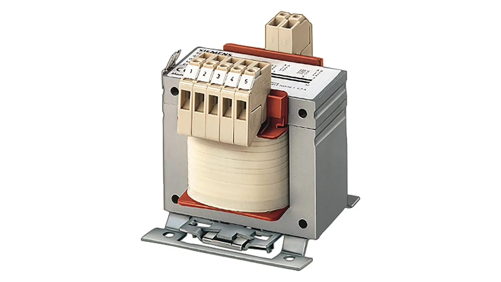 Produktfoto 1 von Siemens Transformator, 250VA, Primär 420V / Sekundär 230V DIN-Schiene 1 Ausg., 98mm x 98mm x 118mm