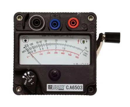 Produktfoto 1 von Chauvin Arnoux CA 6503 Isolationsprüfer 250 V, 1000 V Isolationsprüfer 5 Ω CAT III, CAT