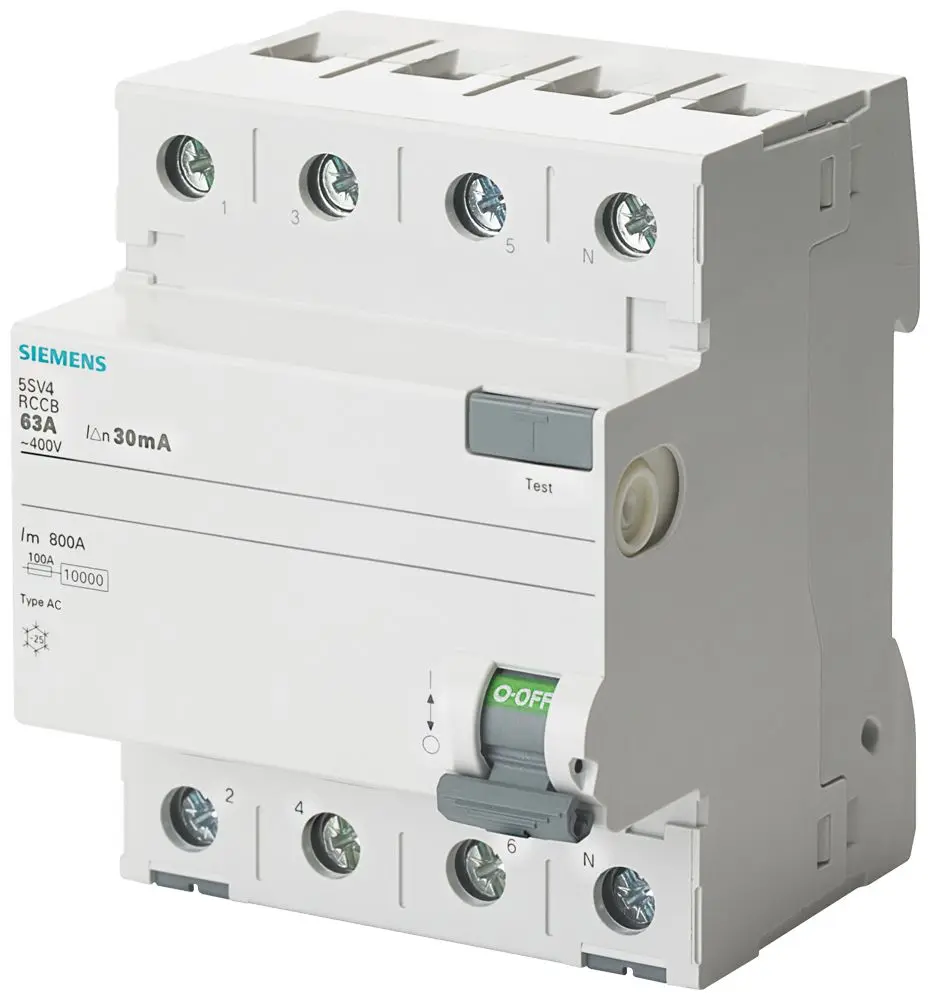 Produktfoto 1 von Siemens 5SV4444 RCCB, 4-polig, 40A, 100mA Typ AC SENTRON 400V ac