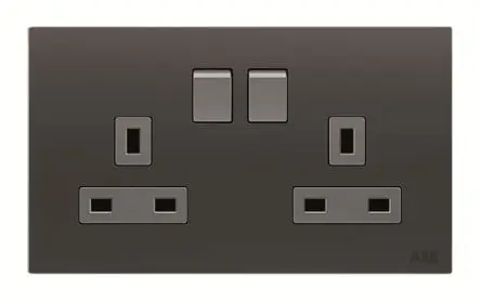 Produktfoto 1 von ABB AMPLIMITE 0.50 Steckdose Geschaltet Einfachbuchse 2-fach Edelstahl Schwarz / 13A