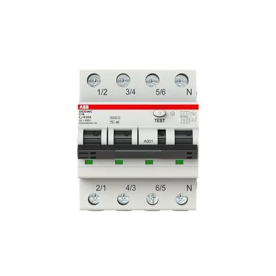Produktfoto 1 von ABB RCBO DS203NC DS203NC FI/LS-Schalter (RCBO) 16 A, 4-polig Typ C, Empfindlichkeit 30 mA