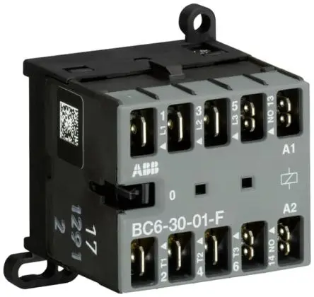 Produktfoto 1 von ABB BC6-30-01-F Schütz 24V-Spule, 3-polig / 20 A 24V 4 kW 3 Schließer 1-Hilfskontakte