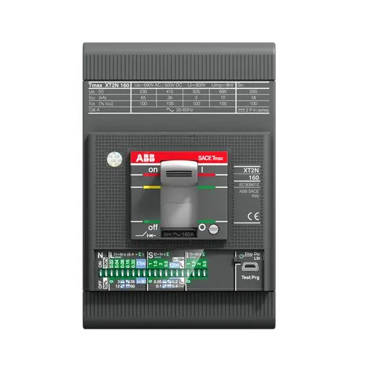 Produktfoto 1 von ABB SACE Tmax XT XT2N, Kompaktschutzschalter 3-polig, 160 A Feststehend / Abschaltvermögen 10 kA 690 V ac