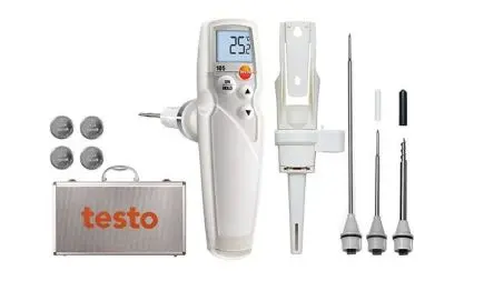 Produktfoto 1 von Testo Digitales Thermometer, 105, Drahtlos, 1 bis 275 °C ±0.5 °C (-20 → +100 °C), ±1.0 °C (-50 → -20.1