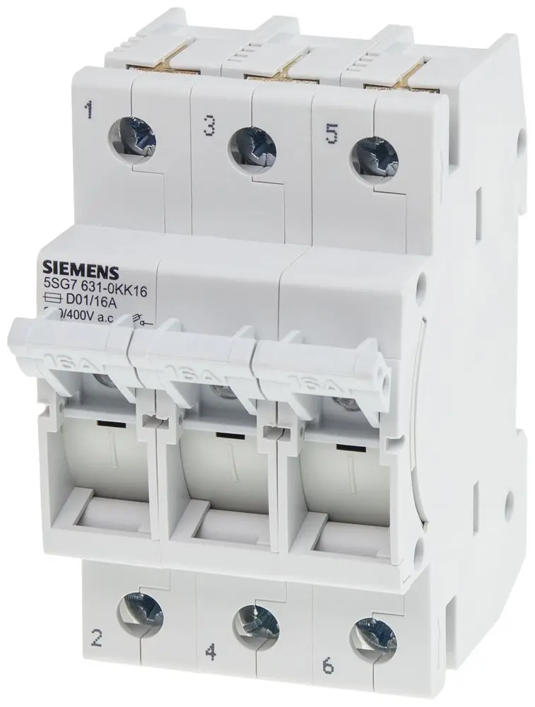 Siemens 5SG Sicherungsschalter-Trennschalter / 3-polig 10 A Umschlossen, D01 Sicherungsgröße, 3 phasig