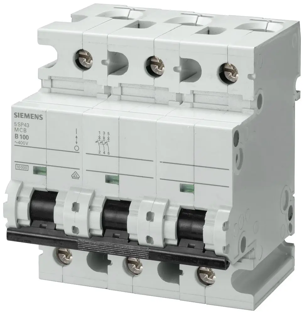 Produktfoto 1 von Siemens 5SP4 Miniaturüberlastschalter Typ C, Pol 3-polig 80 A 400 V ac, Abschaltvermögen 6 kA SENTRON