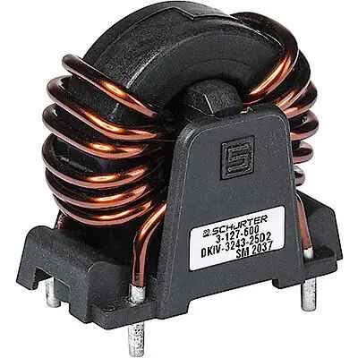 Schurter DKIV-1 50 A Gleichtaktdrossel, 1 mH 10 mΩ 450 V / 1.19 MHz, 100 °C, -40 °C Leiterplattenmontage