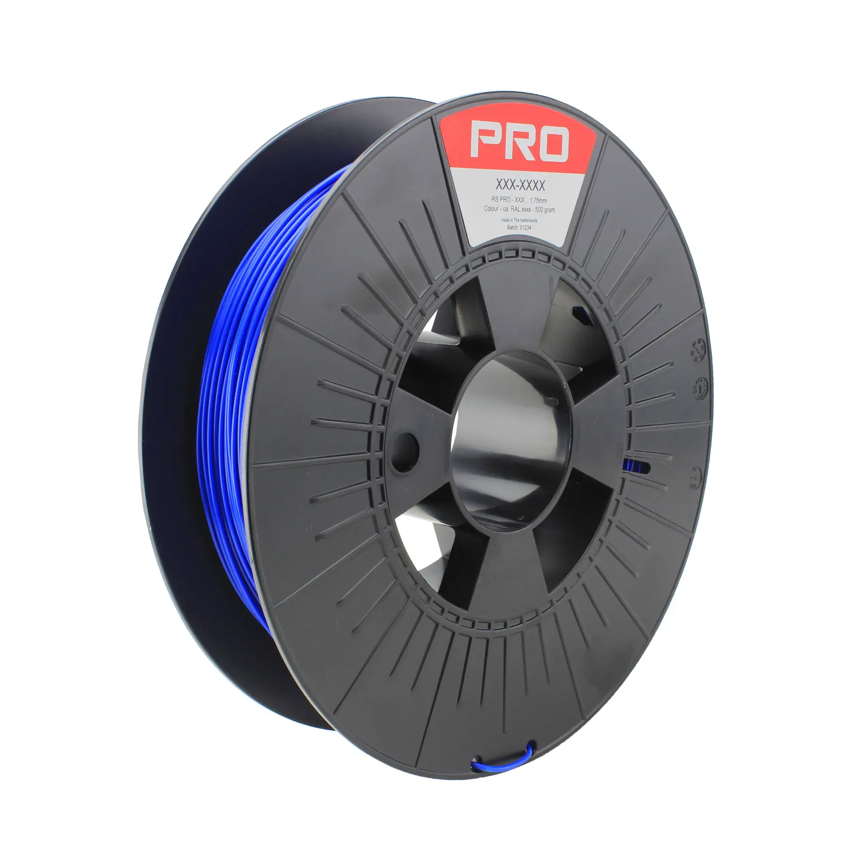 Produktfoto 1 von RS PRO Robustes PLA 3D-Drucker Filament zur Verwendung mit Gängige Desktop-3D-Drucker, Blau, 1.75 mm, Fused Deposition