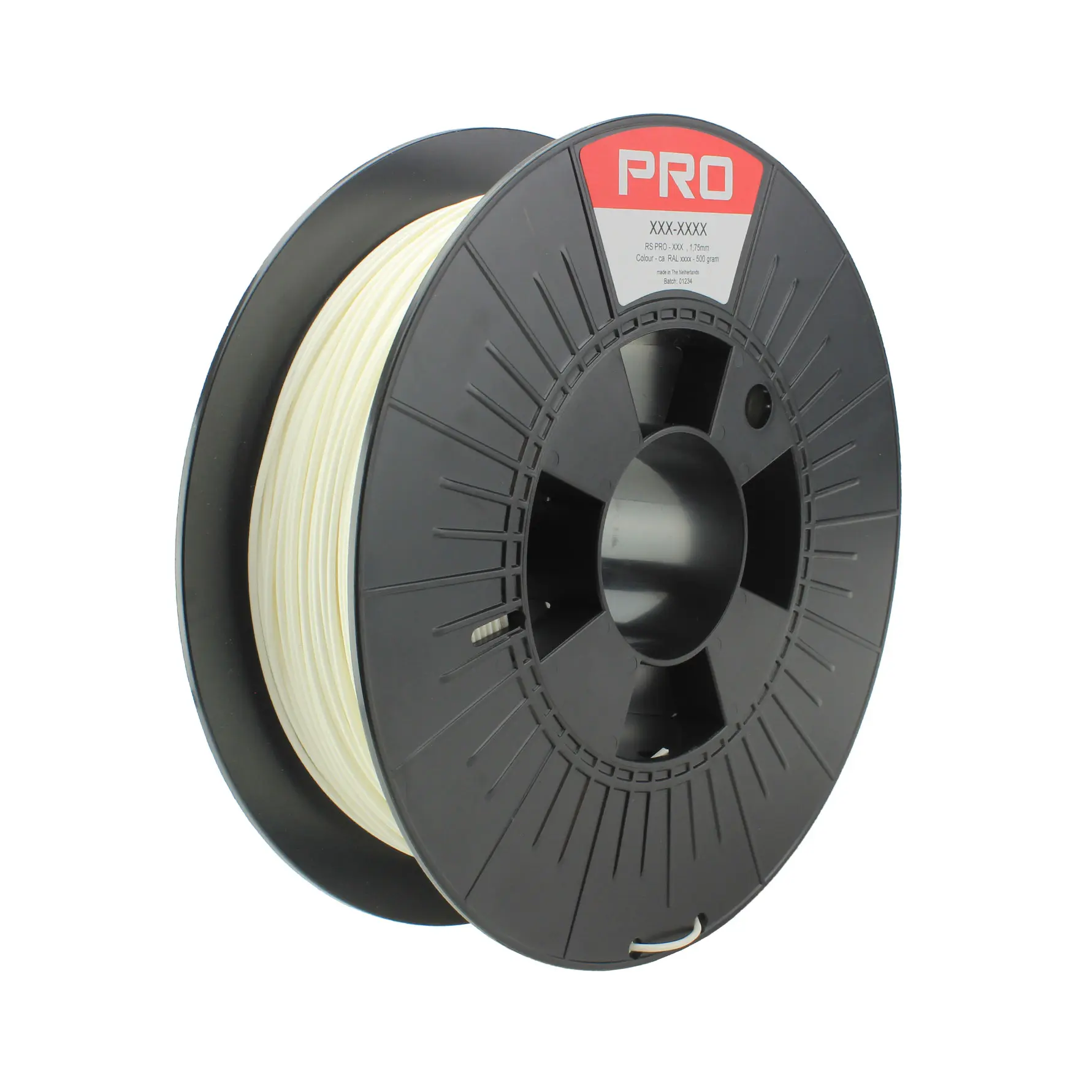 Produktfoto 1 von RS PRO Robustes PLA 3D-Drucker Filament zur Verwendung mit Gängige Desktop-3D-Drucker, Weiß, 1.75 mm, Fused Deposition