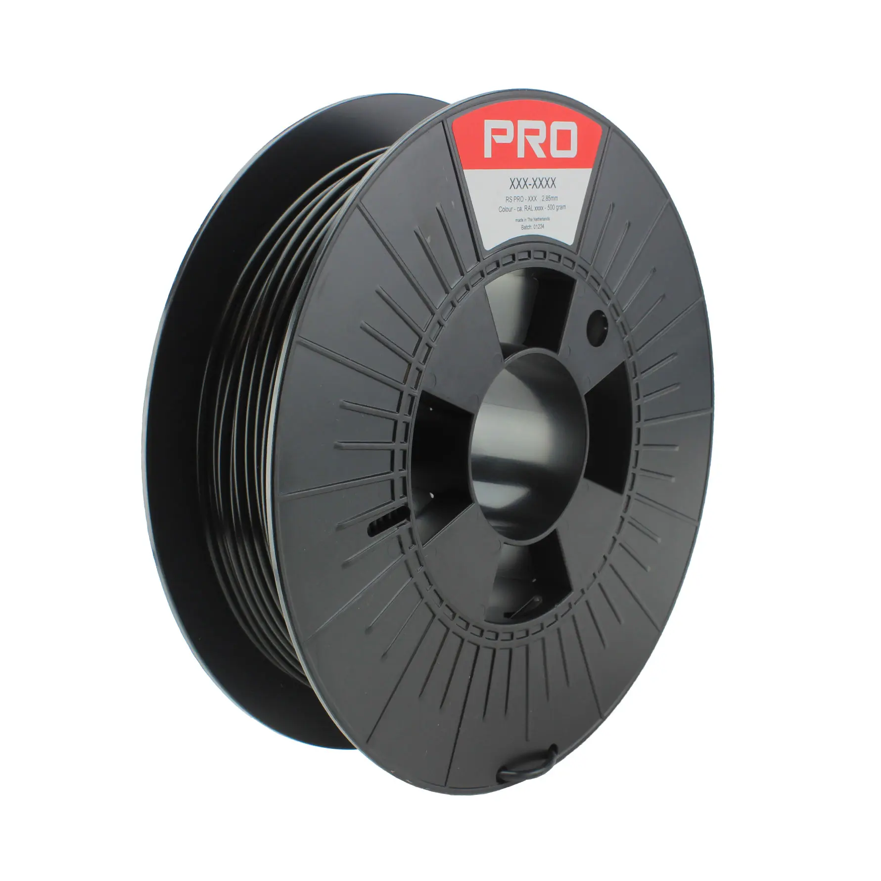Produktfoto 1 von RS PRO Robustes PLA 3D-Drucker Filament zur Verwendung mit Gängige Desktop-3D-Drucker, Schwarz, 2.85 mm, Fused