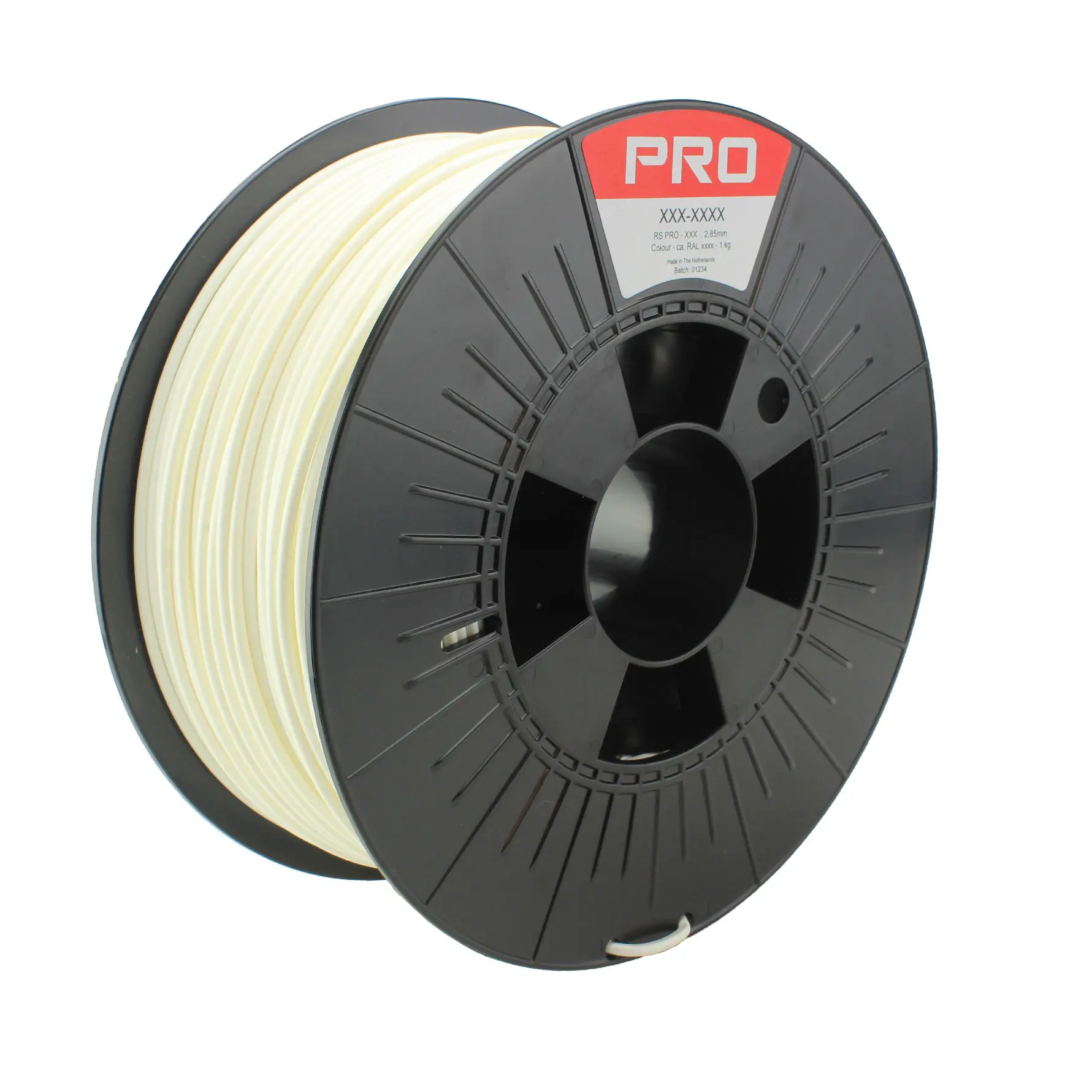 Produktfoto 1 von RS PRO Robustes PLA 3D-Drucker Filament zur Verwendung mit Gängige Desktop-3D-Drucker, Weiß, 2.85 mm, Fused Deposition