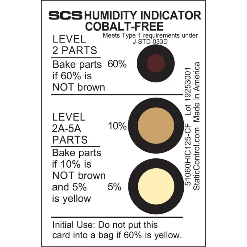 SCS 125 Per Pack Papier Sicherheitszeichen, Englisch, Braun, Gelb, Humidity Indicator, H 75 mm B 50 mm