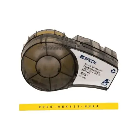 Produktfoto 1 von Brady R4300 Wärmeschrumpf Kabelmarkier-Hülsen, Schwarz auf Gelb, Ø 1.2 mm - 2.8 mm, 2.13 m x 5.97mm