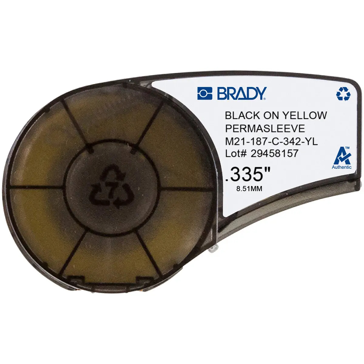 Brady R4300 Wärmeschrumpf Kabelmarkier-Hülsen, Schwarz auf Gelb, Ø 1.6 mm - 3.8 mm, 2.13 m x 20.65 mm